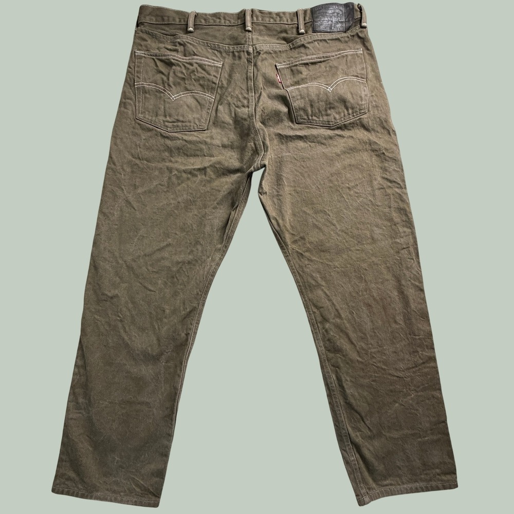 Levis 501 Original Fit Jeans Mens 40x30 Olive Brown Straight Leg Button Fly Deni